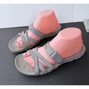 Merrell Terran 3 Leather Cush‎ Slide Moon Gray Comfort Slip On Sandals Sz 8